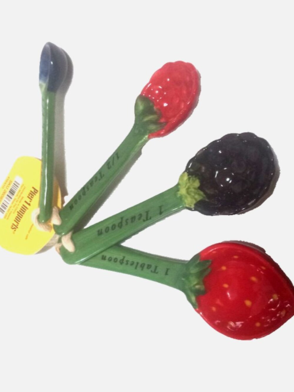 Pier 1 Imports Hand Painted Ceramic Mixed Berry Measuring Spoon Set NWT